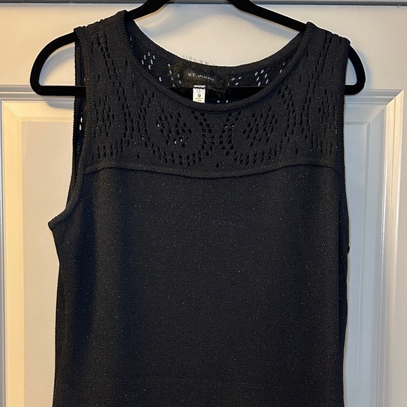 St. John Black Textured Tank Top - Picture 1 of 6